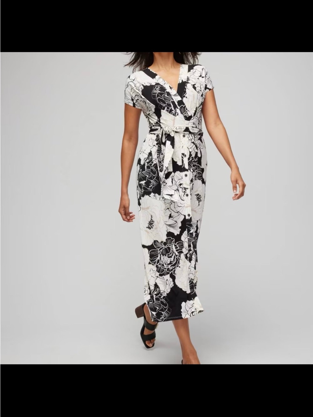White House Black Market Button-Front Midi Wrap Dress
